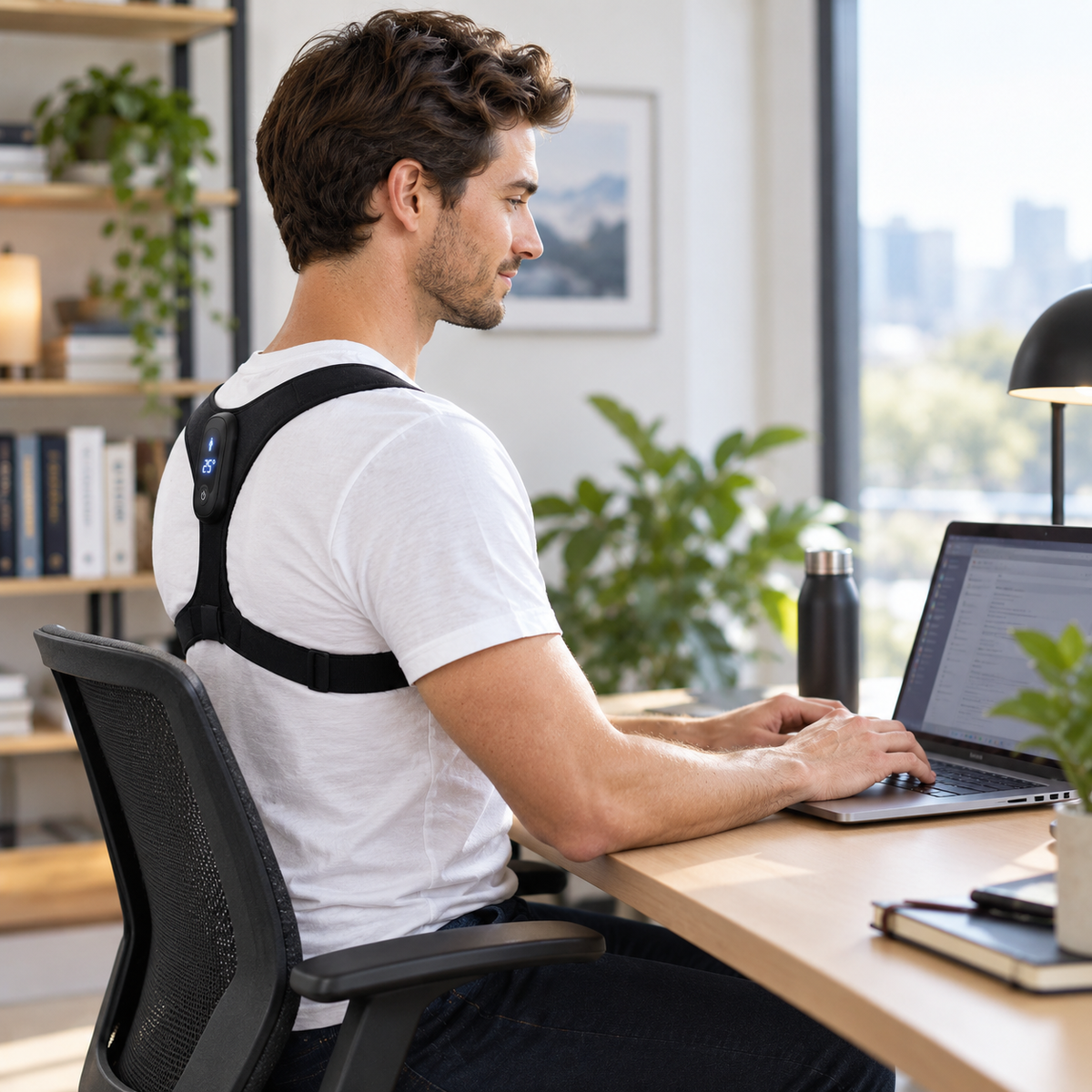 Corretor de Postura Inteligente PosturaVita™ – Com Sensor de Vibração & Ecrã Digital