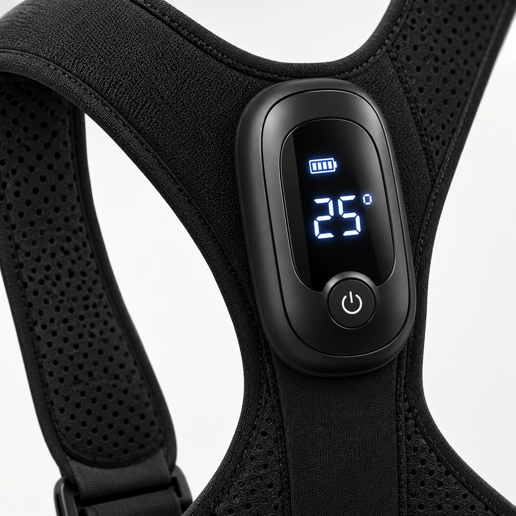 Corretor de Postura Inteligente PosturaVita™ – Com Sensor de Vibração & Ecrã Digital